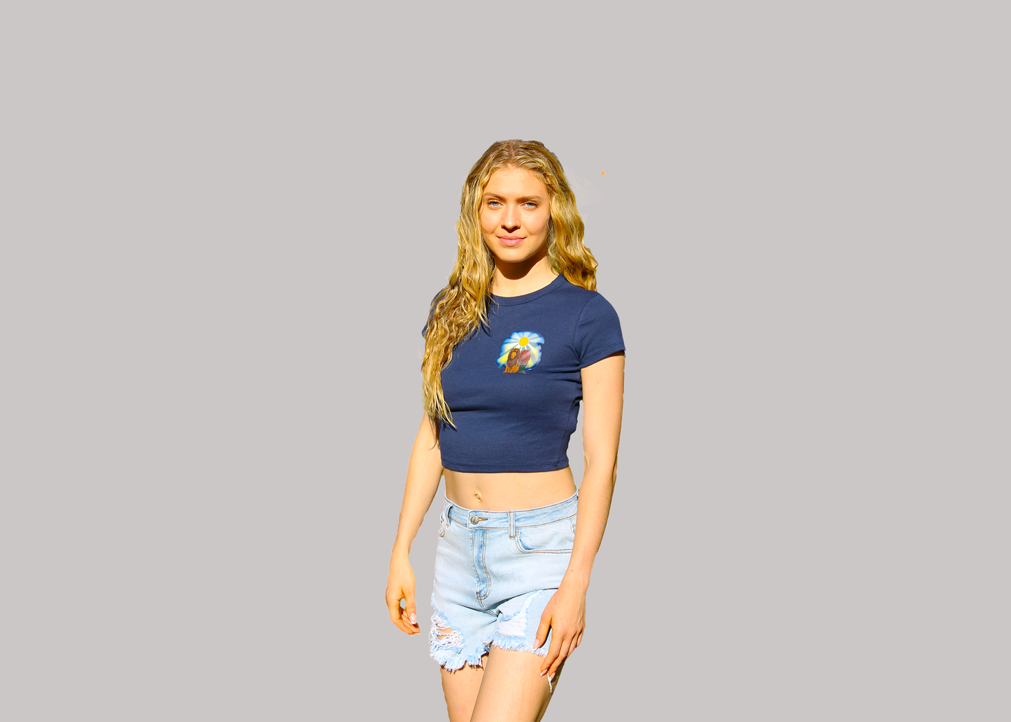 Navy Blue Crop Top Tee