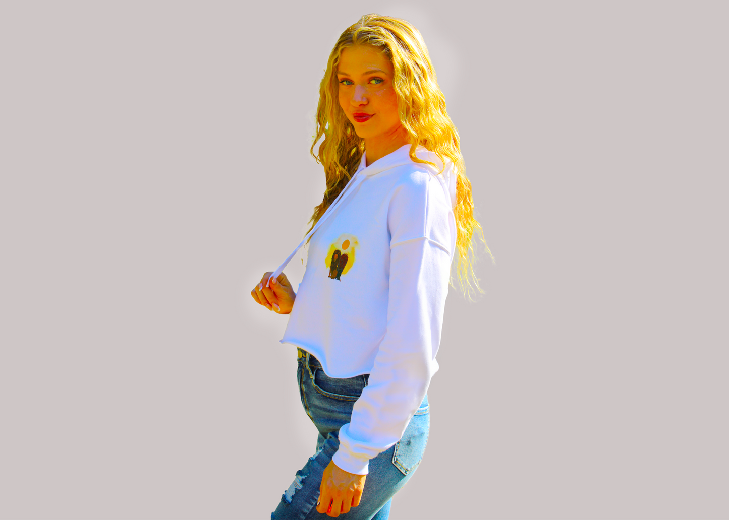 White Crop Top Hoodie