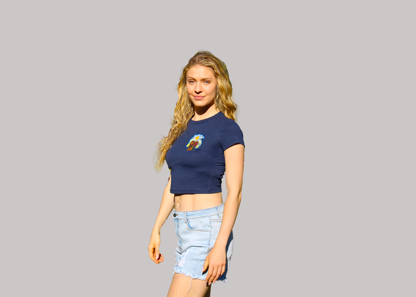 Navy Blue Crop Top Tee